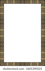 Vector gold and black square Belarusian national ornament frame. Ethnic pattern rectangle of Slavic peoples, Russian, Ukrainian, Serb, Pole, Bulgarian. Cross stitch template
