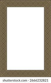 Vetor de ouro e quadrado preto quadro de ornamento nacional bielorrusso. Padrão étnico retângulo de povos eslavos, russo, ucraniano, sérvio, polonês, búlgaro. Modelo de ponto de cruz
