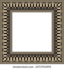 Vector gold and black square classic greek meander ornament. Pattern of ancient Greece. Border, frame of the Roman Empire.
