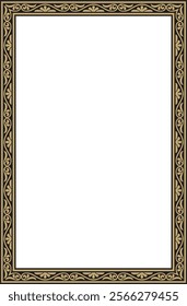 Vector gold and black square classic byzantine ornament. Rectangle, border, Ancient Greece, Eastern Roman Empire frame. Decoration of the Russian Orthodox Church
