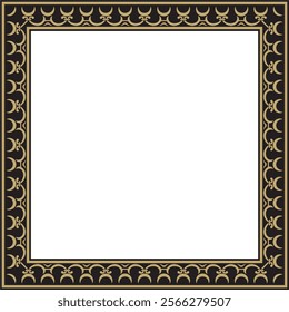 Vector gold and black square classic renaissance ornament. Rectangle, european border, revival style frame
