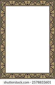 Vector gold and black square classic byzantine ornament. Rectangle, border, Ancient Greece, Eastern Roman Empire frame. Decoration of the Russian Orthodox Church
