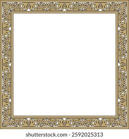 Vector gold and black square classic byzantine ornament. Rectangle, border, Ancient Greece, Eastern Roman Empire frame. Decoration of the Russian Orthodox Church
