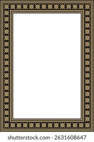 Vector gold and black square classic byzantine ornament. Rectangle, border, Ancient Greece, Eastern Roman Empire frame. Decoration of the Russian Orthodox Church
