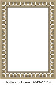 Ornamento byzantine clássico quadrangular dourado e preto. Retângulo, fronteira, Grécia Antiga, quadro Império Romano do Leste. Decoração da Igreja Ortodoxa Russa
