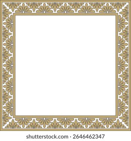 Vector gold and black square classic byzantine ornament. Rectangle, border, Ancient Greece, Eastern Roman Empire frame. Decoration of the Russian Orthodox Church
