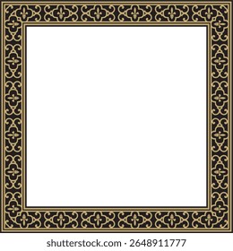 Vector gold and black square classic renaissance ornament. Rectangle, european border, revival style frame
