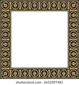 Vector gold and black square classic byzantine ornament. Rectangle, border, Ancient Greece, Eastern Roman Empire frame. Decoration of the Russian Orthodox Church
