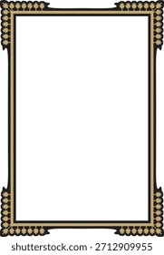 Ornamento byzantine clássico quadrangular dourado e preto. Retângulo, fronteira, Grécia Antiga, quadro Império Romano do Leste. Decoração da Igreja Ortodoxa Russa

