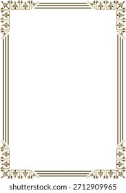 Ornamento byzantine clássico quadrangular dourado e preto. Retângulo, fronteira, Grécia Antiga, quadro Império Romano do Leste. Decoração da Igreja Ortodoxa Russa
