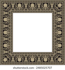 Vector gold and black square classical Greek ornament. European ornament. Border, frame Ancient Greece, Roman Empire.

