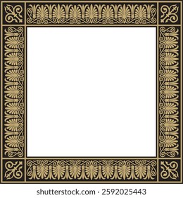 Vector gold and black square classical Greek ornament. European ornament. Border, frame Ancient Greece, Roman Empire.
