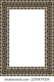 Vector gold and black square Egyptian ornament. Endless Rectangle, Ring of Ancient Egypt. Geometric African frame.
