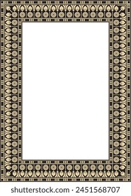 Vector gold and black square Egyptian ornament. Endless Rectangle, Ring of Ancient Egypt. Geometric African frame.
