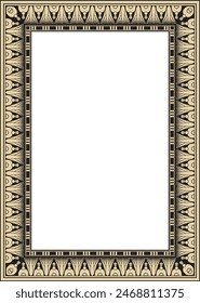 Vector gold and black square Egyptian ornament. Endless Rectangle, Ring of Ancient Egypt. Geometric African frame.
