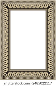 Vector gold and black square Egyptian ornament. Endless Rectangle, Ring of Ancient Egypt. Geometric African frame.
