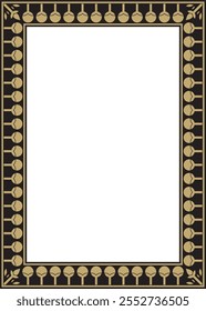 Vector gold and black square Egyptian ornament. Rectangle, frame, ancient Egypt.Pattern of lotus flowers and sun
