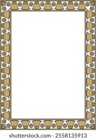 Vector gold and black square Egyptian ornament. Rectangle, frame, ancient Egypt.Pattern of lotus flowers and sun
