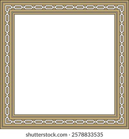 Vector gold and black square Egyptian ornament. Rectangle, frame, ancient Egypt.Pattern of lotus flowers and sun
