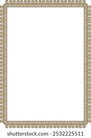 Vector gold with black square Kazakh national ornament. Ethnic pattern of the peoples of the Great Steppe,
