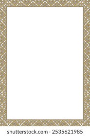 Vector gold with black square Kazakh national ornament. Ethnic pattern of the peoples of the Great Steppe,
