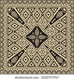 Vector gold and black square national Indian patterns. National ethnic ornaments, borders, frames. colored decorations of the peoples of South America, Maya, Inca, Aztecs.