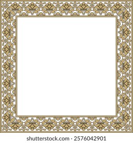 Vector gold and black square national Indian ornament. Rectangle, border, ethnic Hindu frame.
