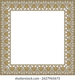 Vetor ouro e quadrado preto ornamento indígena nacional. Retângulo, borda, quadro étnico hindu.
