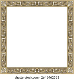 Vector gold and black square national Indian patterns. National ethnic ornaments, borders, frames. colored decorations of the peoples of South America, Maya, Inca, Aztecs.