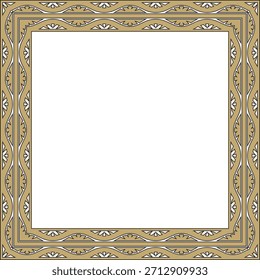Vector de oro y negro cuadrado nacional indio ornamento. Rectángulo, frontera, marco étnico hindú.
