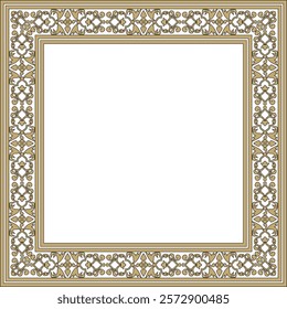 Vector gold with black square Turkish national ornament. Ottoman border, frame. Ethnic floral rectangle, Seljuk Turks pattern. Decoration of the Sultan's palaces.
