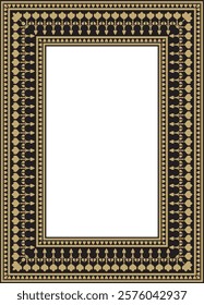 Vector gold with black square Turkish national ornament. Ottoman border, frame. Ethnic floral rectangle, Seljuk Turks pattern. Decoration of the Sultan's palaces.
