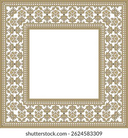 Vector gold with black square Turkish national ornament. Ottoman border, frame. Ethnic floral rectangle, Seljuk Turks pattern. Decoration of the Sultan's palaces.
