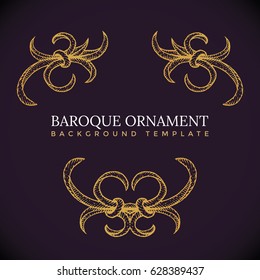 vector gold blackwork tattoo hand drawn engraving vintage baroque ornament illustration decoration dark background