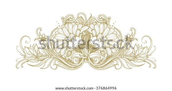 Vector Gold Blooming Flower Background Golden Stock Vector (Royalty