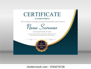 Vector Gold And Blue Certificate Template