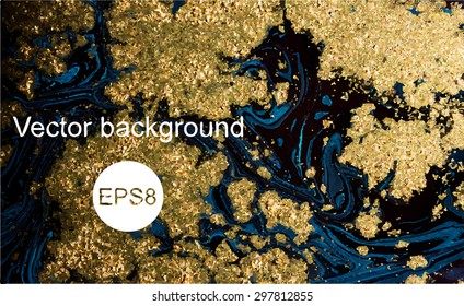 vector gold and blue marbled background