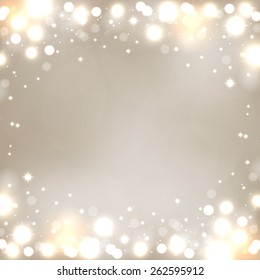 Vector gold bokeh background. Golden blurred defocused lights.