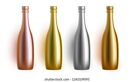 Vector gold bottle set template. Vector design.