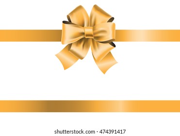 Vector gold bow ribbon on white background design gift illustration.