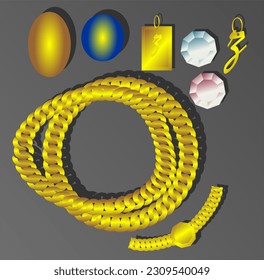 vector gold bracelet with gemstones