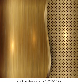 Vector gold  brushed metallic plaque background texture