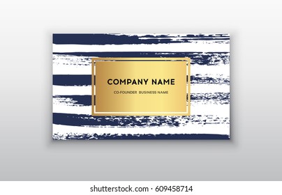 Vector gold business card templates with brush stroke background.