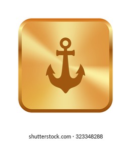 Vector gold button with Anchor icon