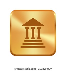 Vector gold button with bank icon 