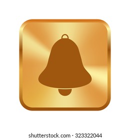 Vector gold button with Bell icon, vector illustration