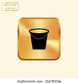 Vector gold button with Bucket icon