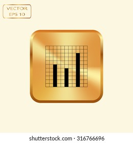 Vector gold button with Vector Business Growing Chart Presentation Icon