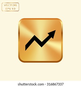 Vector gold button with Vector Business Growing Chart Presentation Icon