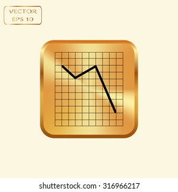 Vector gold button with Vector Business Growing Chart Presentation Icon